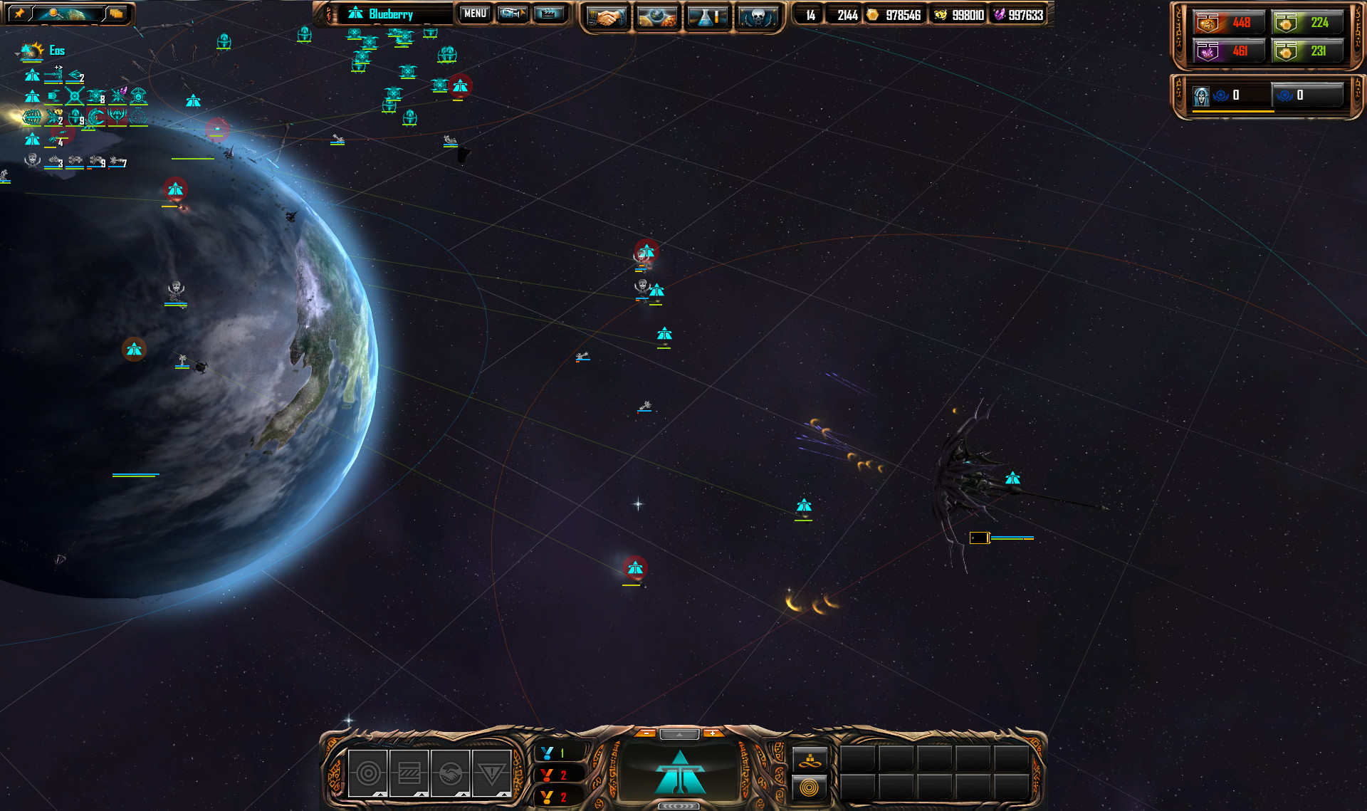 A shot of the interface in Sins of a Solar Empire: Rebellion. 