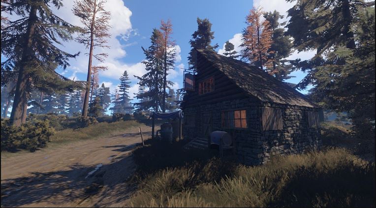 A cozy little cottage in the middle of a war in the forest.