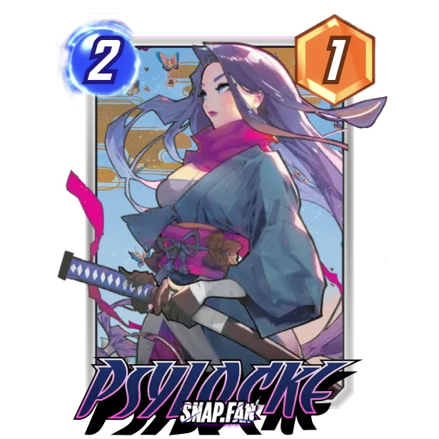 The Psylocke card from Marvel Snap