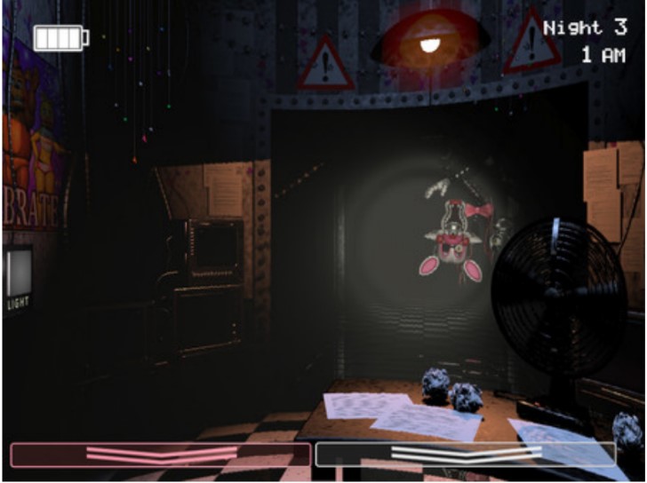 A screencap from the second fnaf game.
