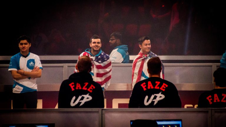 Before the first game is played, the players of Cloud9 and Faze Clan face-off at the ELeague Major: Boston Finals.