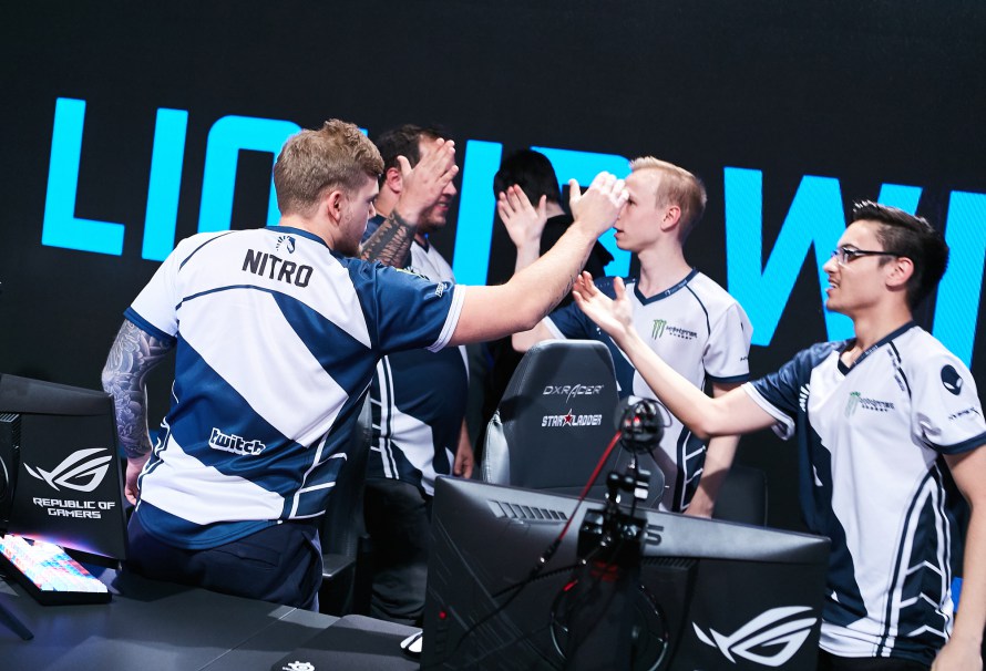 Team Liquid congratulating each-other after they defeated Cloud9 2-0 at IEM Katowice.