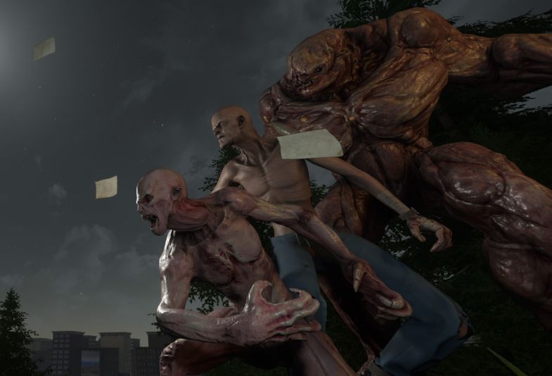 Three zombies of varying size and grossness.