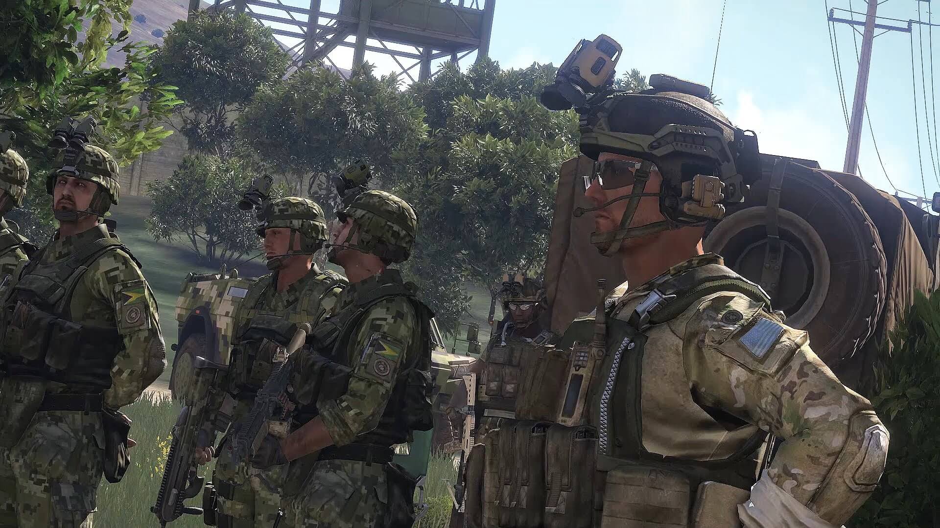 A gathered squad in Arma 3