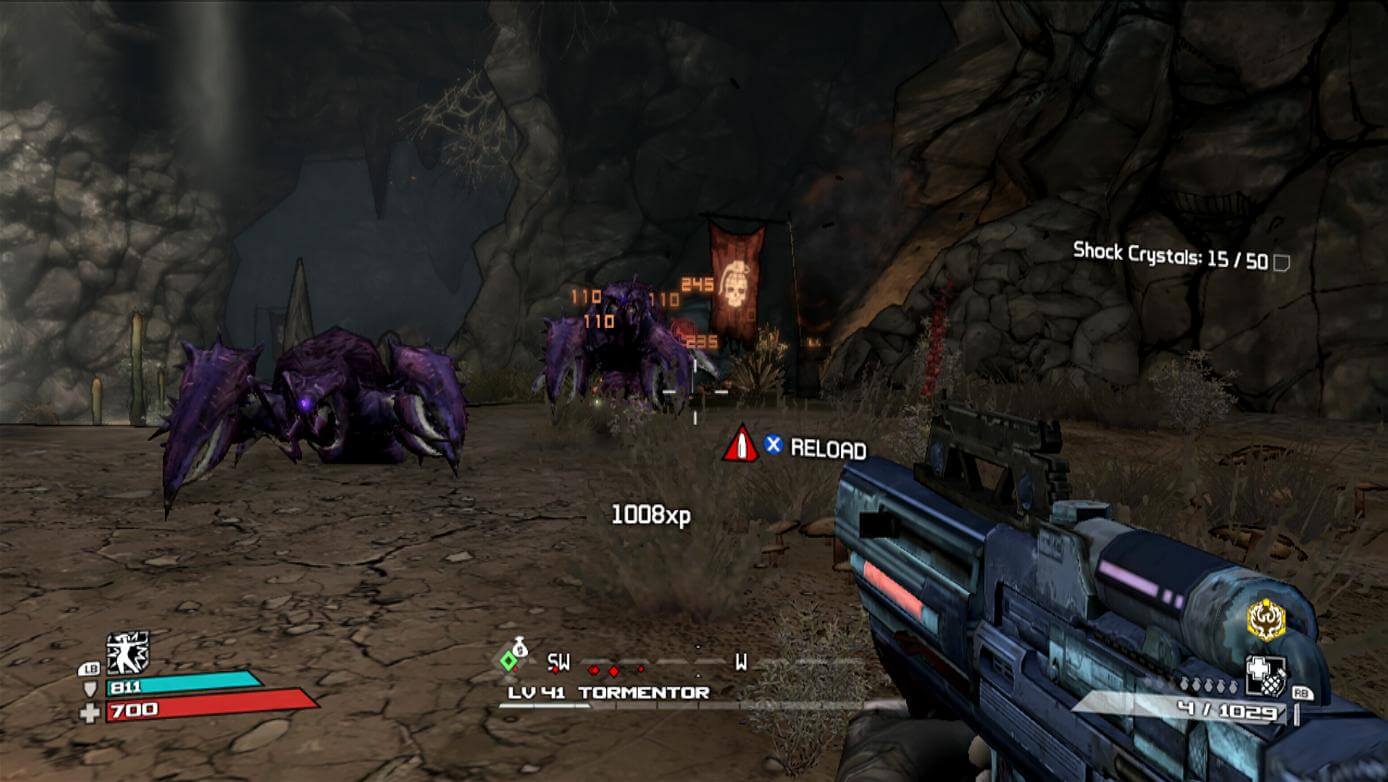 Fighting monsters in Borderlands