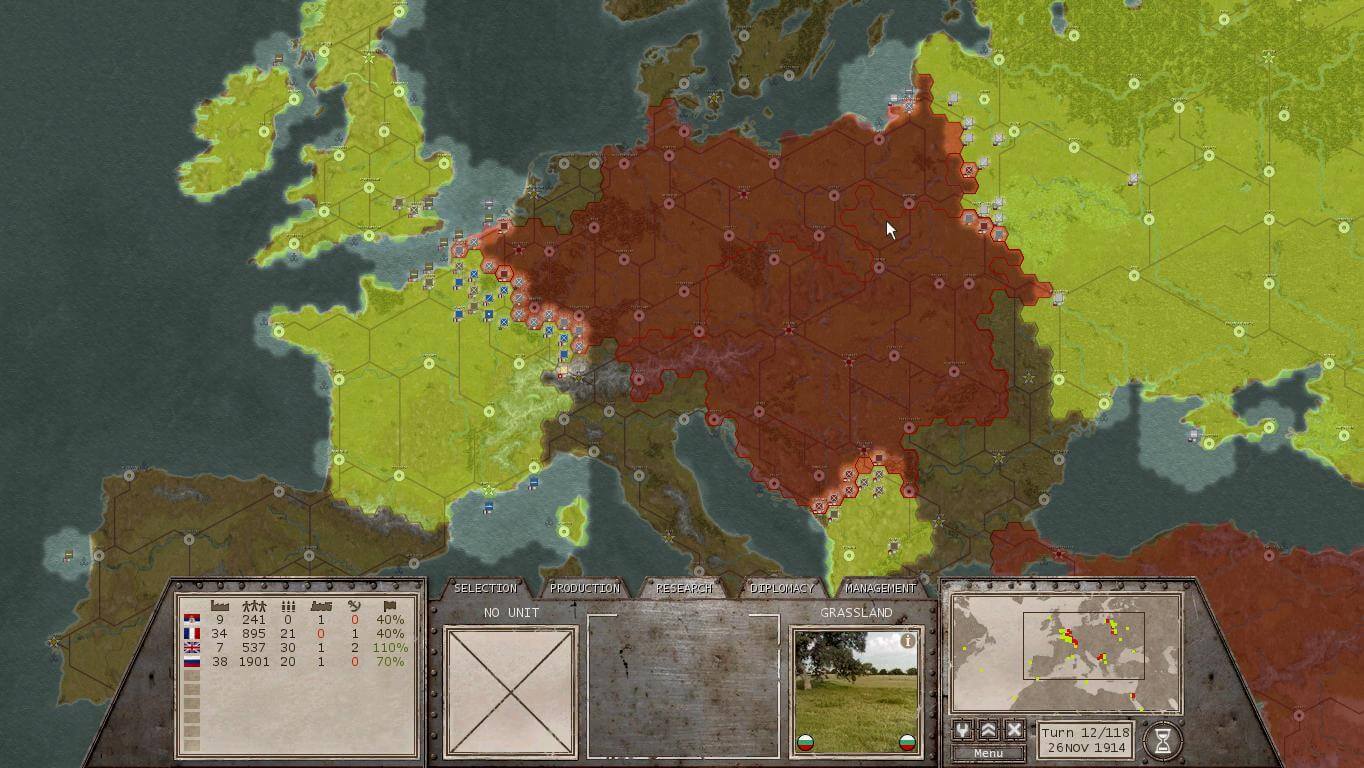 A view of Europe in Commander The Great War