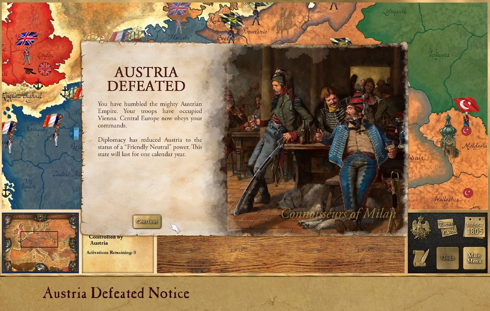 Austria defeated in Victory and Glory Napoleon