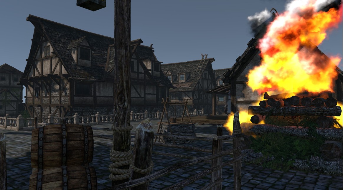 A fire has broken out in the town in Life is Feudal: Forest Village