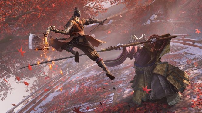 Mixin’ It Up:  Sekiro elevates his position to gain an advantage on the Corrupted Monk.