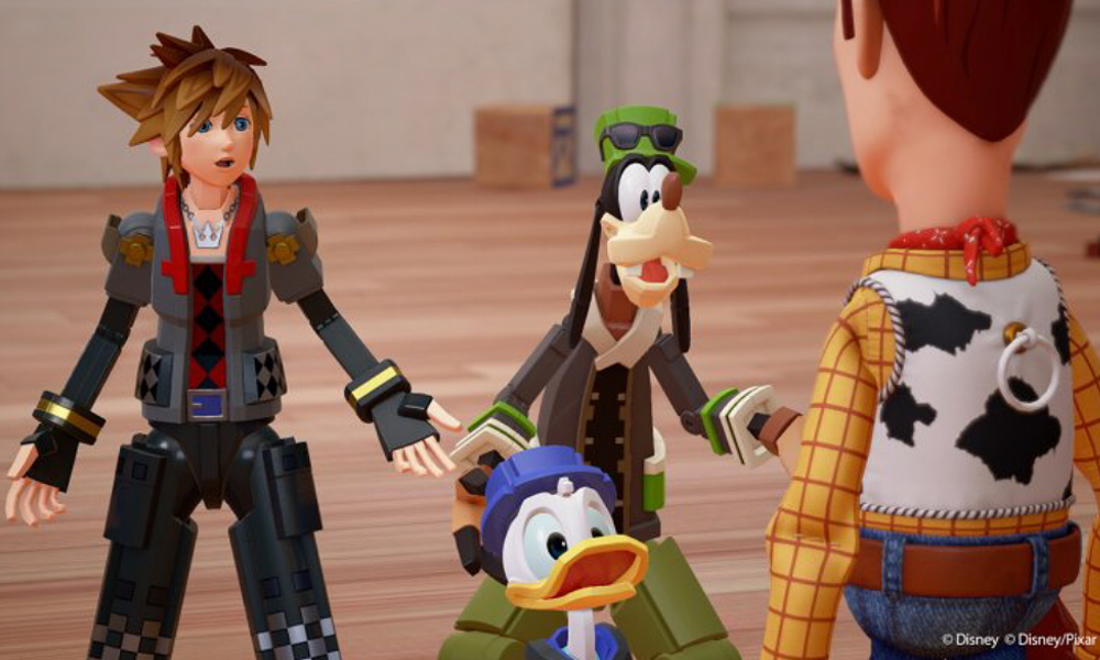 Sora, Donald, and Goofy meet Woody