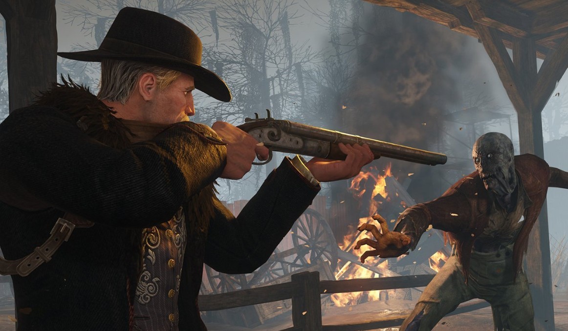 Fire a shotgun in the face of a zombie in Hunt: Showdown