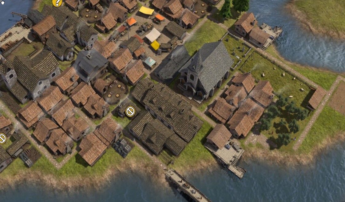 A crammed village on the riverside