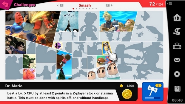 Smash Ultimate Challenges screen
