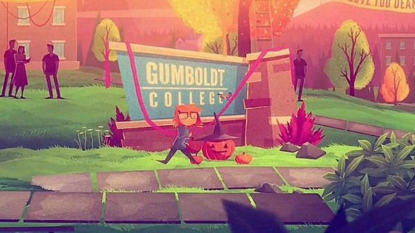 College girl: Jenny LeClue runs past Gumboldt College in her search for proof of her mother’s innocence. A detective is too old and too busy to trick-or-treat when there’s a murderer on the loose.