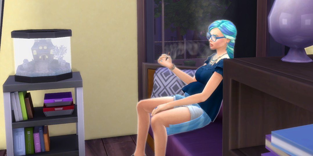 Sims like to unwind with a nice blunt after a long day.