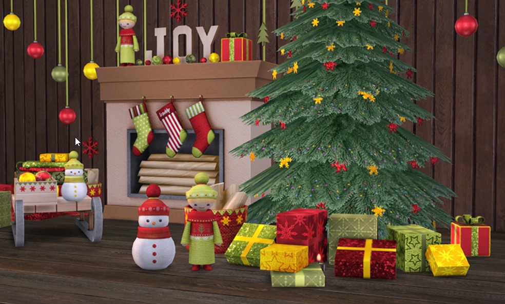 A happy Christmas scene using items from this charming holiday pack. [Image via Soloriya]