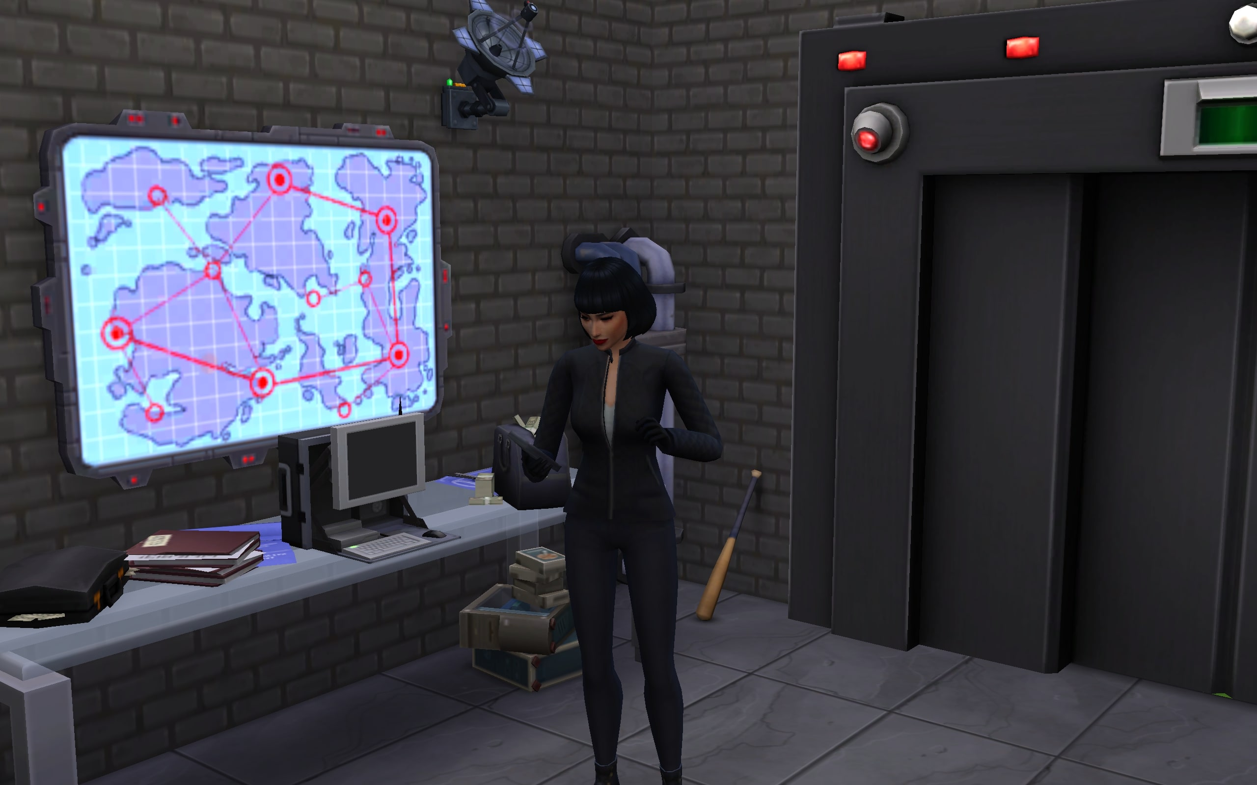 A Spy Sim is scheming for her next heist.
