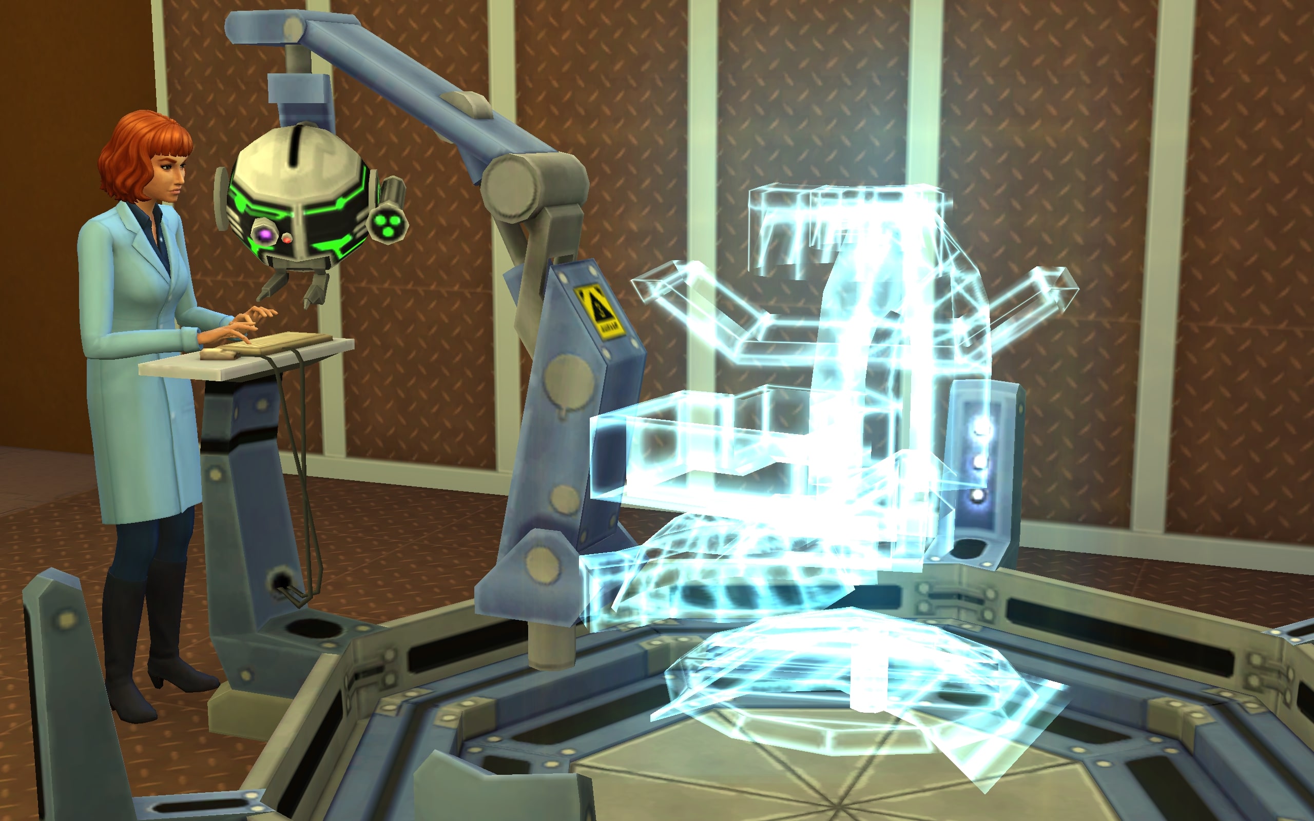 A Scientist Sim developing the latest invention.