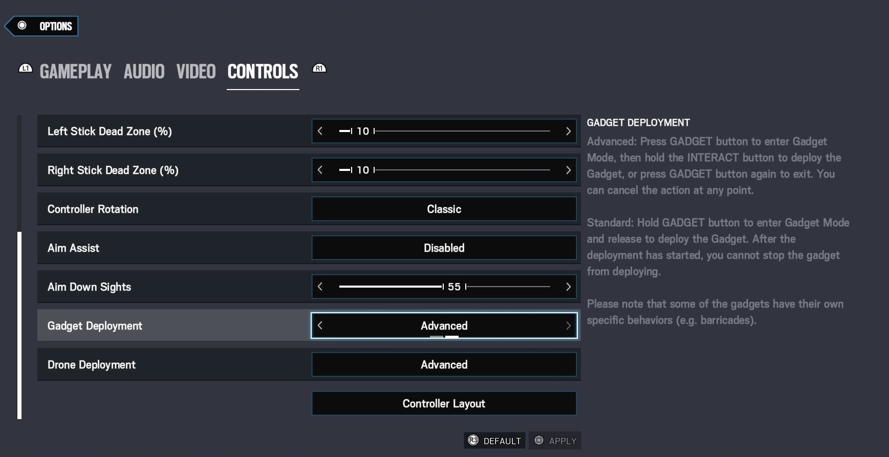 Rainbow Six Siege settings.