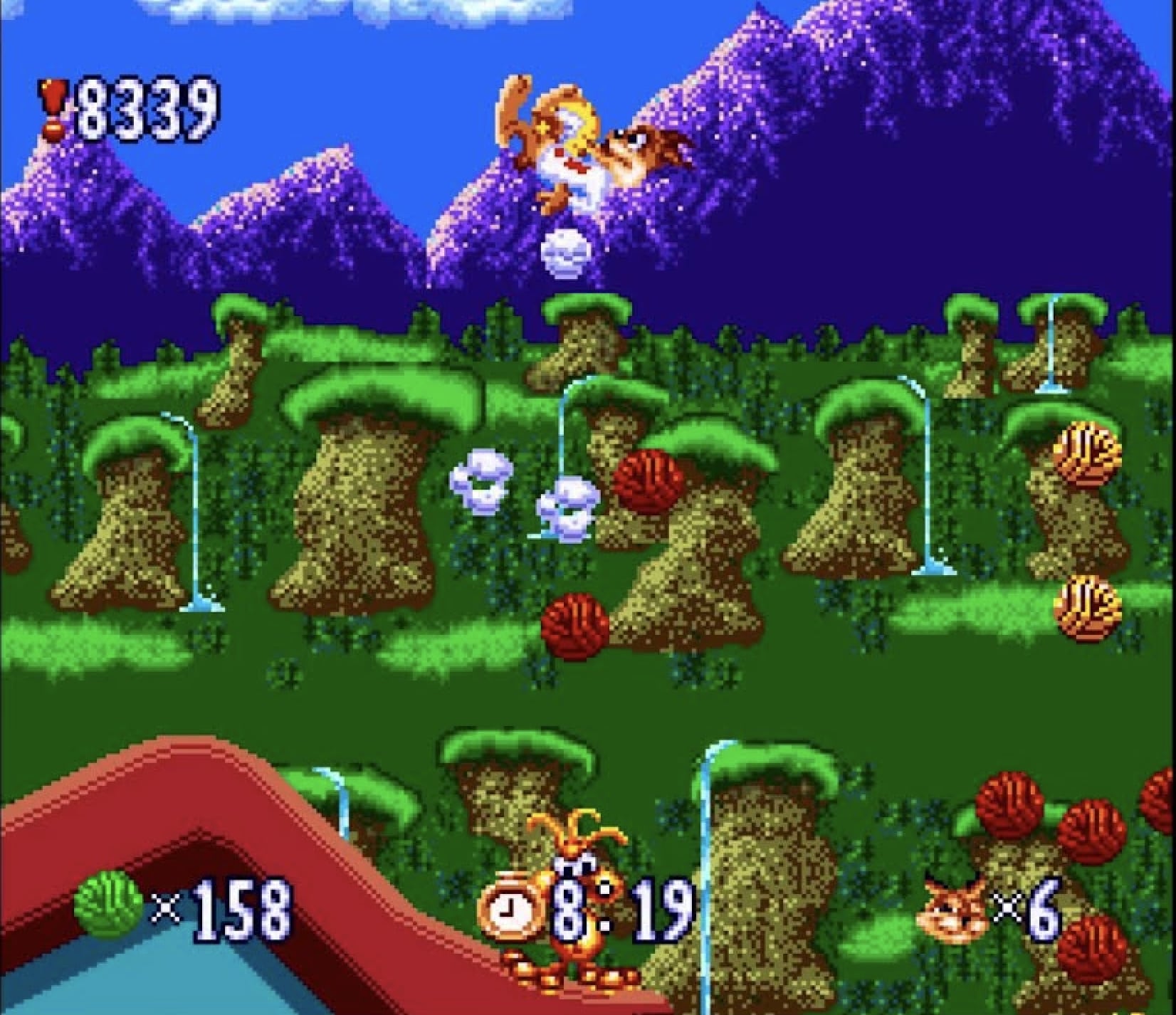 Bubsy’s gameplay finds itself somewhere between Mario and Sonic