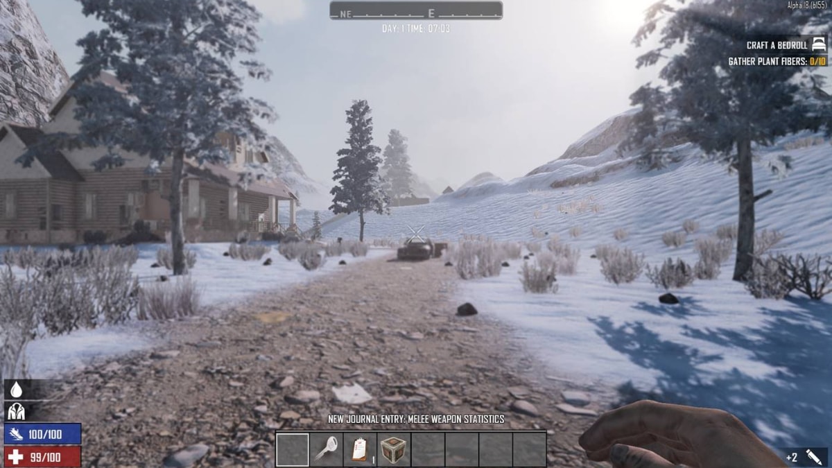 Empty winter road with abandoned house for looting 