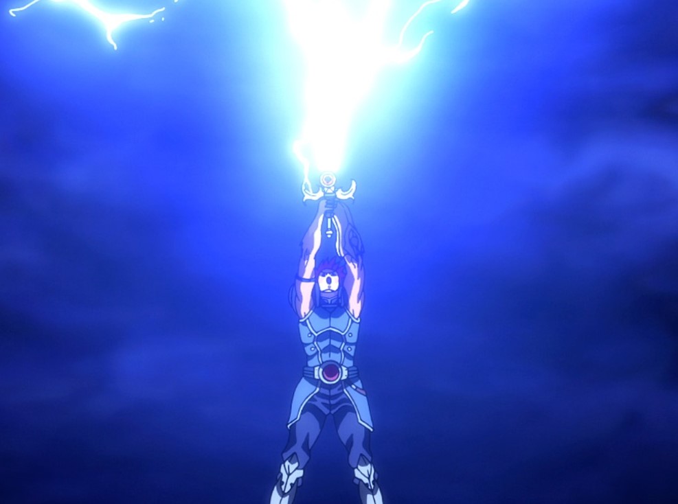 Warrior absorbing Lightning into a sword for his next attack