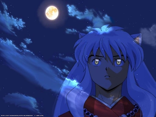 Inuyasha staring at the sky