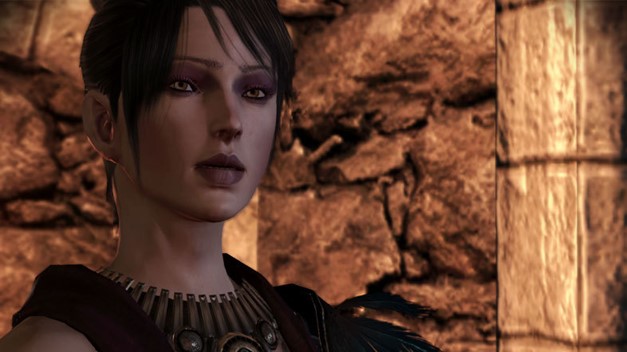 In Dragon Age: Origins , there is idle companion dialogue where  Leliana(another companion) comes up with a dress idea for Morrigan , 2  games later In Dragon Age: Inquisition when you meet