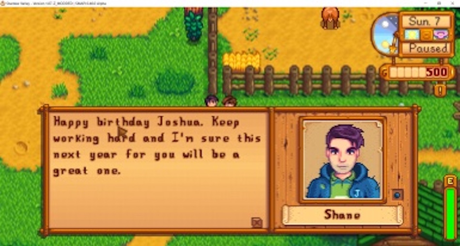 Dialogue from the Happy Birthday mod for Stardew Valley.