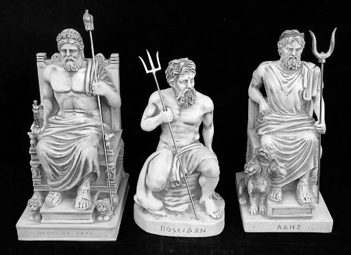 The three mightiest of the gods were Zeus, Poseidon, and Hades.