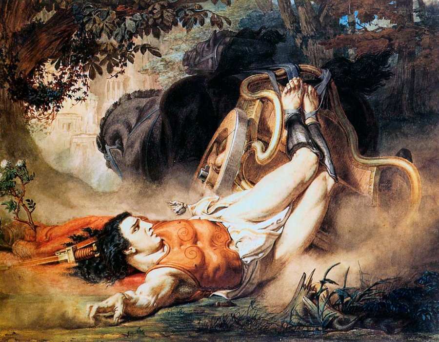 The end of Hippolytus' troubled life due to the interference of the gods