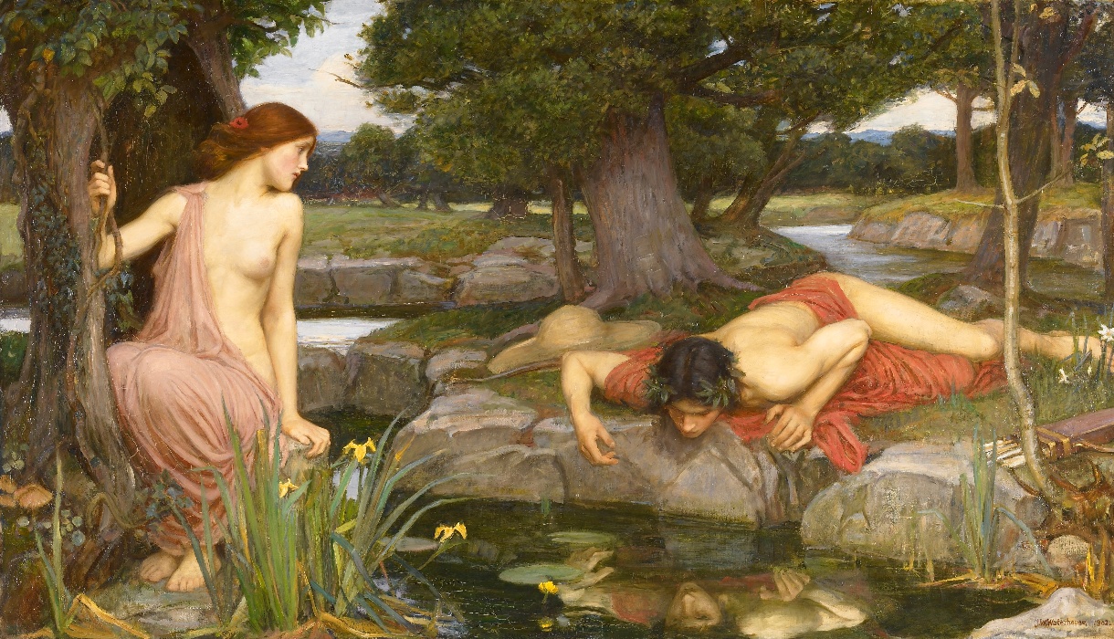 Echo longs to be with Narcissus, but she is unable to speak