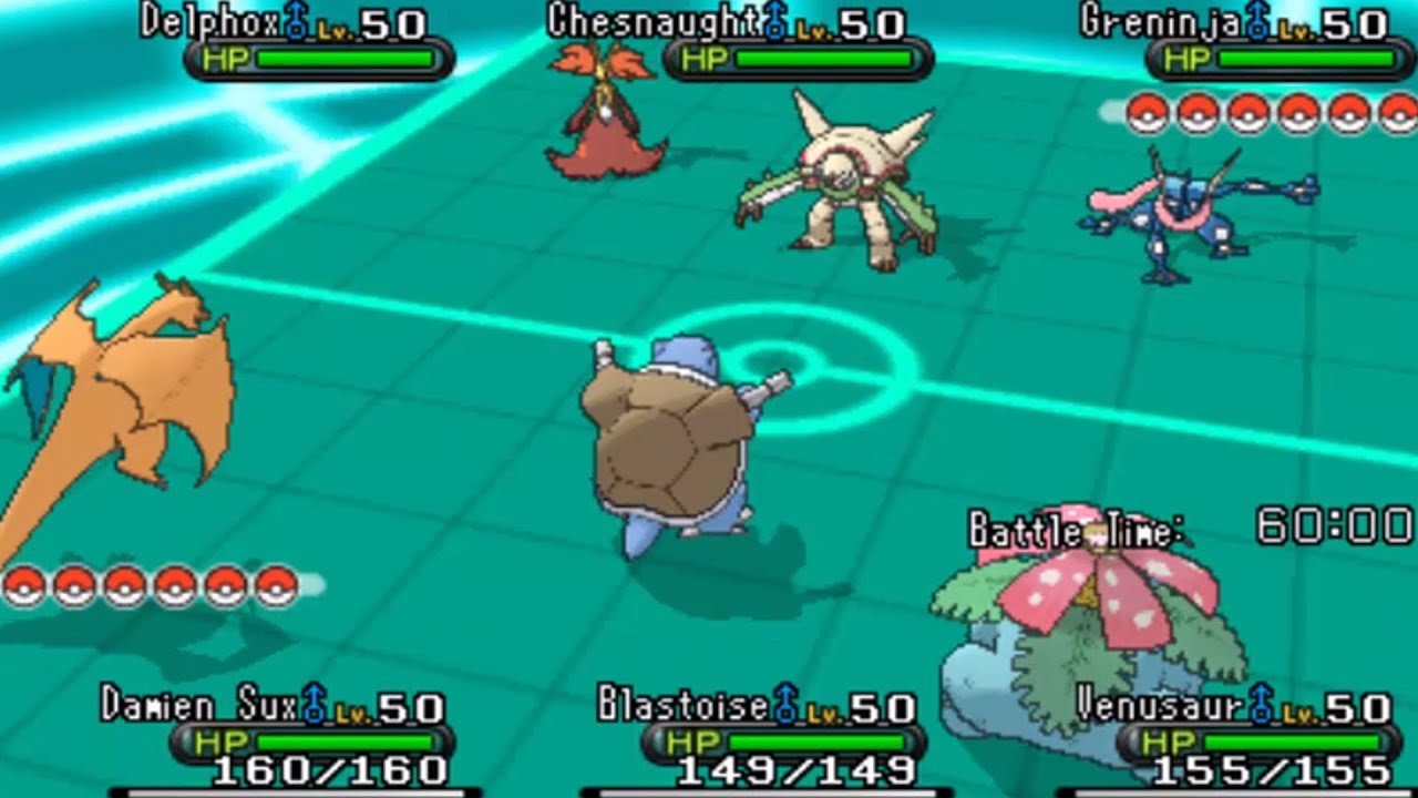 Two generations of starters clash in a Triple Battle