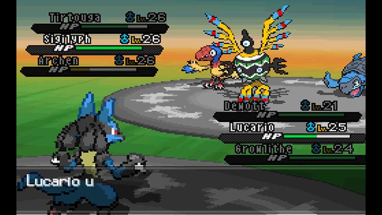 Lucario faces down three ancient Pokemon in a Rotation Battle