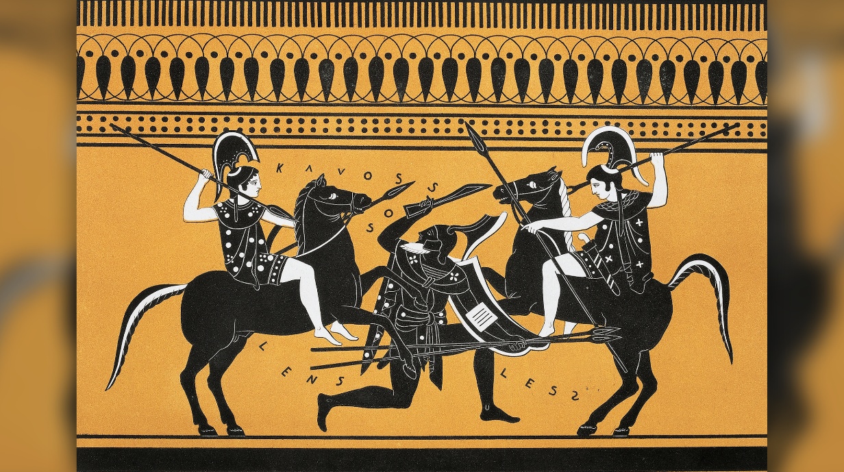 An artistic depiction of the Amazons and their superior combat and riding skills