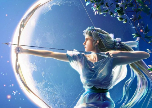 Artemis hunts under the light of the moon