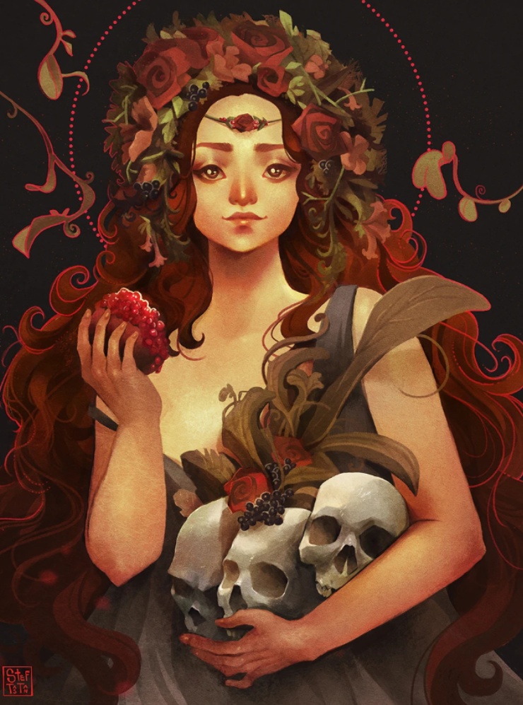 Persephone is a goddess with equal claim to domains of nature and of death