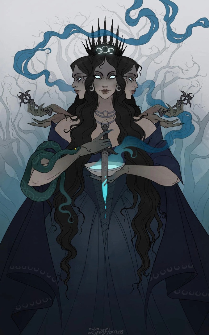 Hecate is often depicted as multi-headed, indicating her control over crossroads and alternate paths