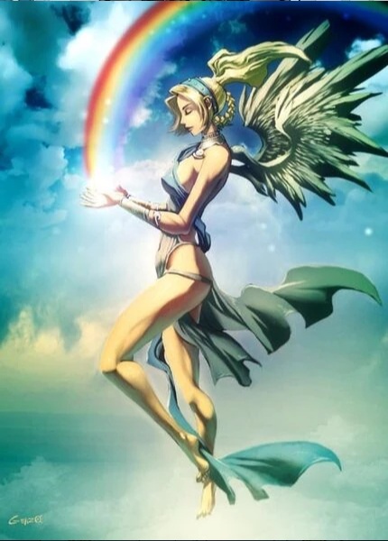 Iris travels through the sky on rainbows to deliver messages