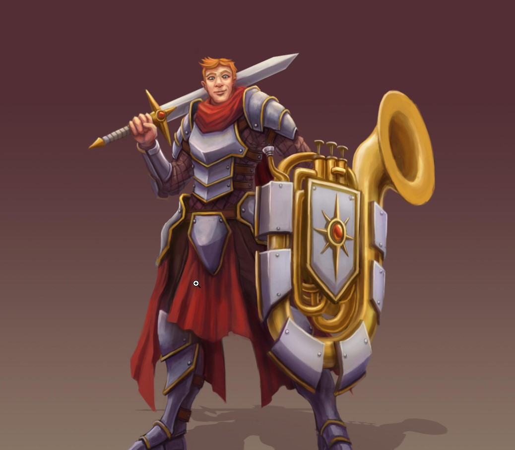 Tuba shield carrying paladin bard