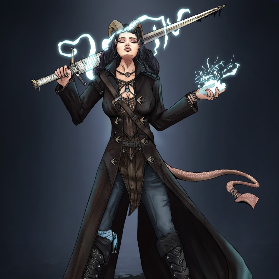 Warlock bard conjures spell around sword