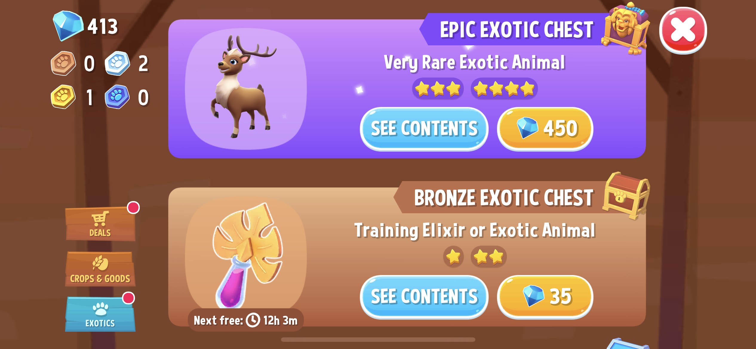 This is where you get your 4 star animals