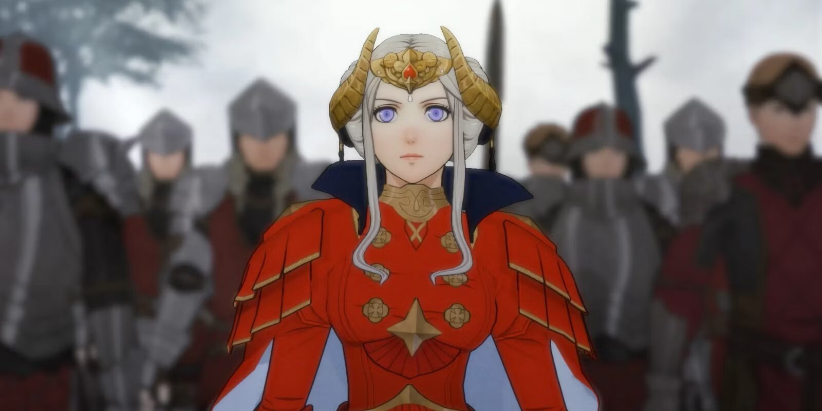 Edelgard with her Empirical Army behind her.