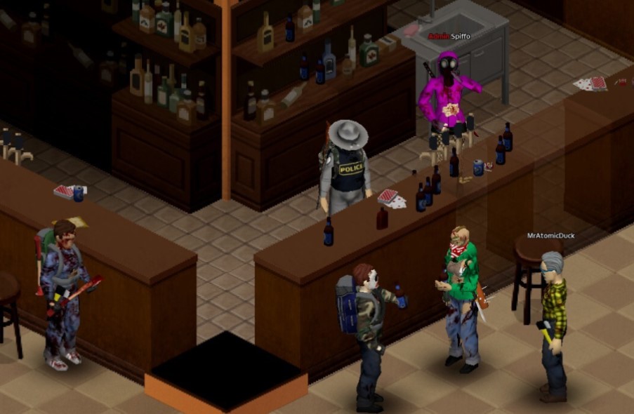 Players hanging out at a bar