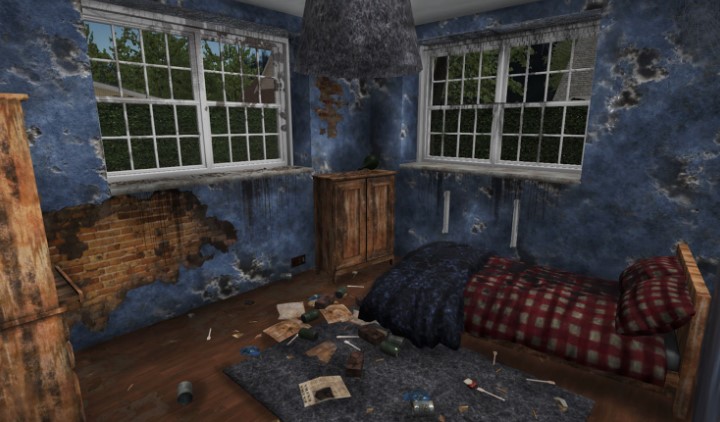 one of the many rooms in House Flipper that needs to be cleaned and renovated.