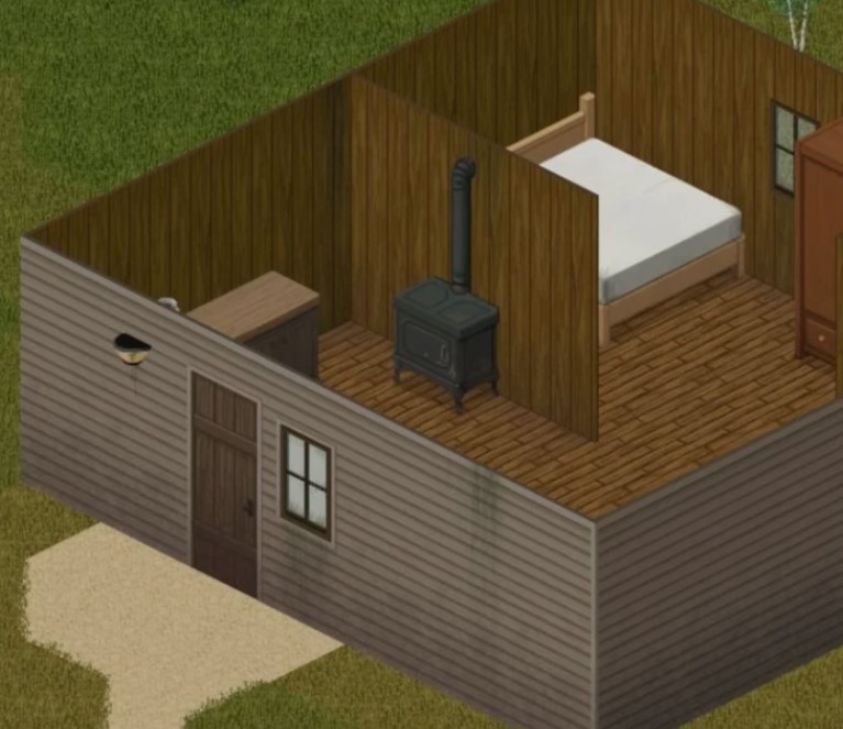 A wood stove in a cabin