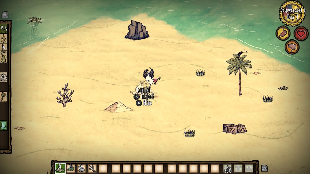 Gathering stone is a necessary task in Don't Starve Shipwrecked