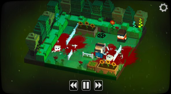 A screencap from the game "Slayaway Camp" where the killer (you) has successfully killed everyone in the level.