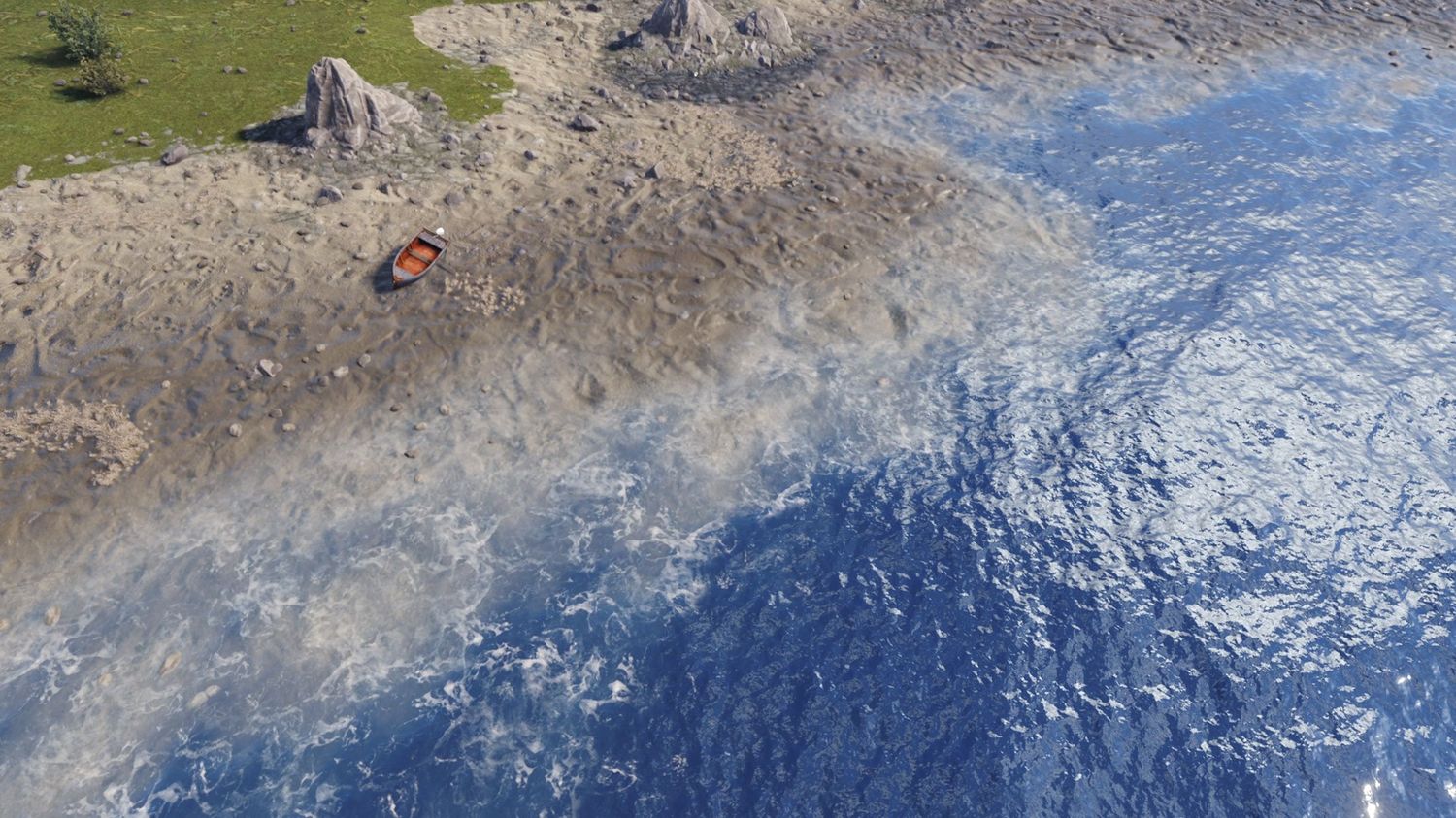 Скриншот качественной воды в Rust, идеально подходящей для плавания.