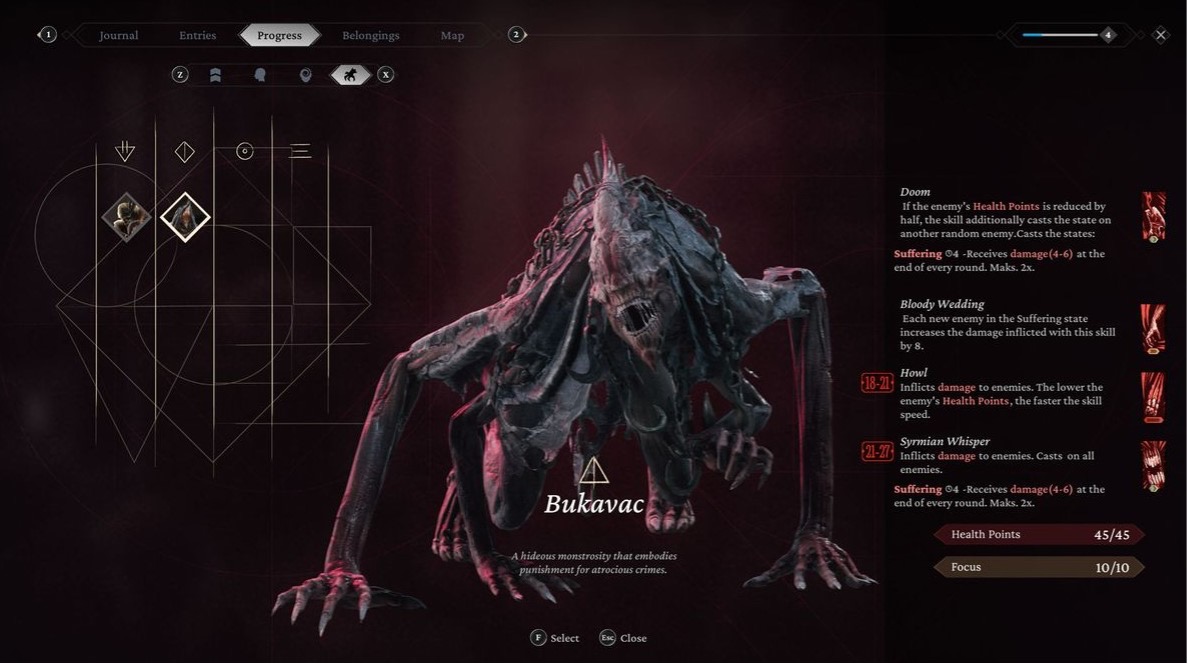 Demon Bukavac with his stats and information